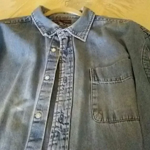  Steve & Barry's Faded Blue Jean Men Shirt Size XXL - Picture 5 of 5